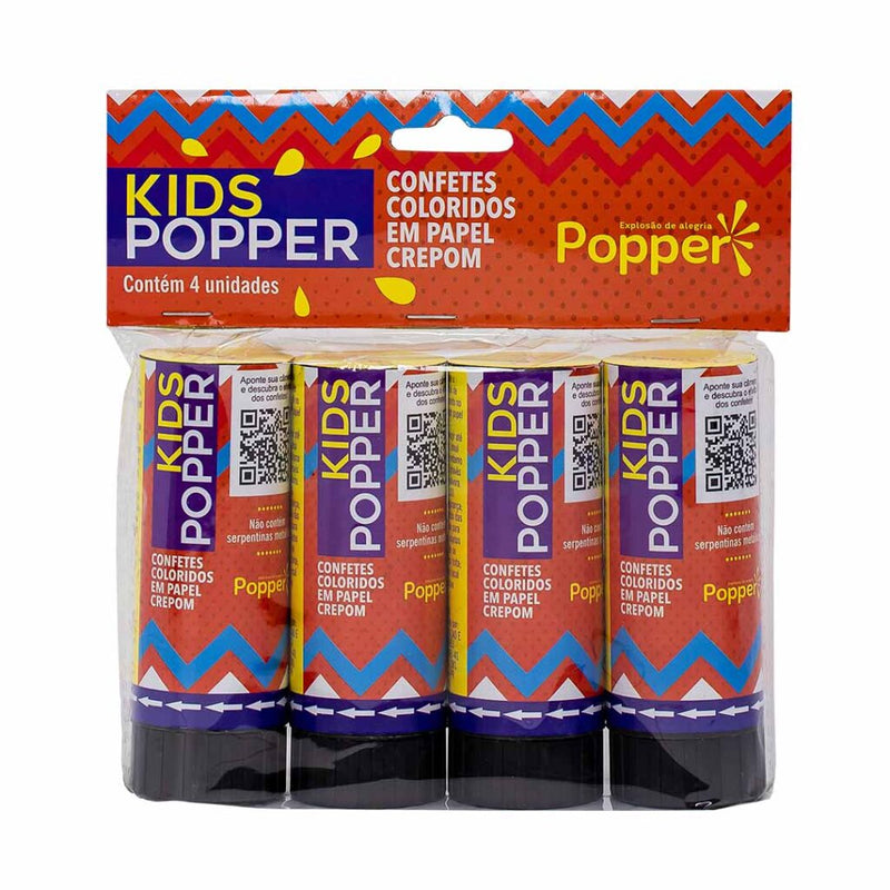 Lança Confetes Coloridos em Papel Crepom - KIDS POPPER 11 CM