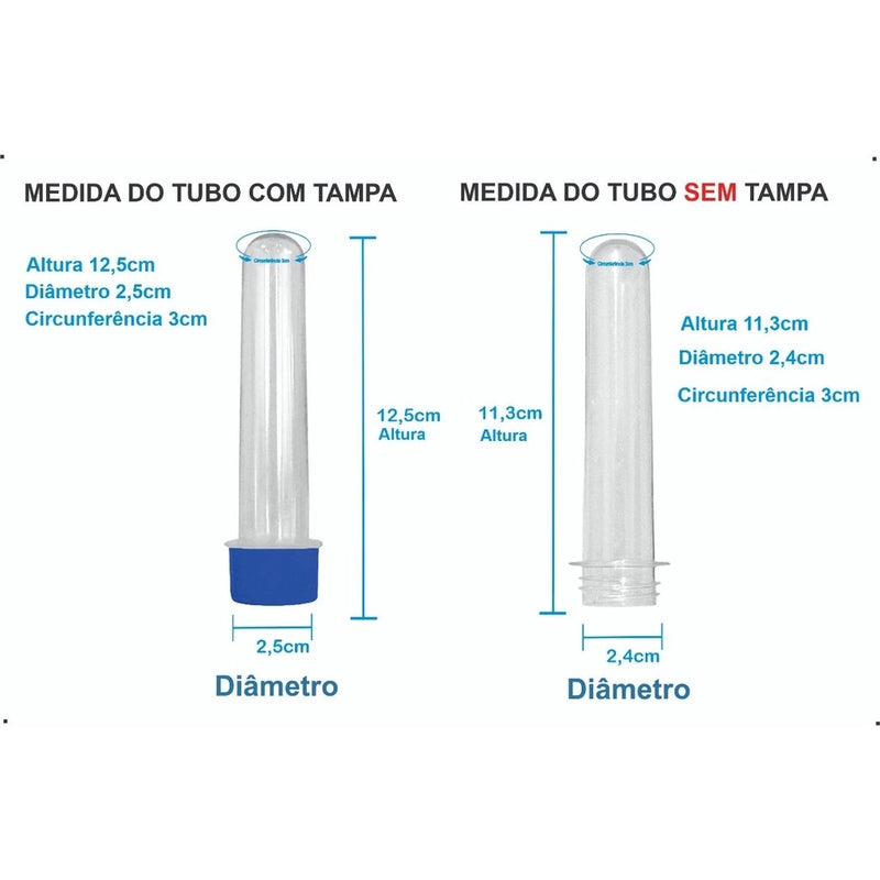 Tubete Grande C/ Tampa Plástica ( 10 Peças )